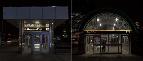 Photo 20131203. New vs. old subway entrances at TTC’s Queen’s Park ...