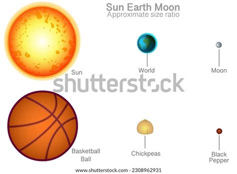 Sun Earth Moon Size Comparison Ratio Stock Vector (Royalty Free ...