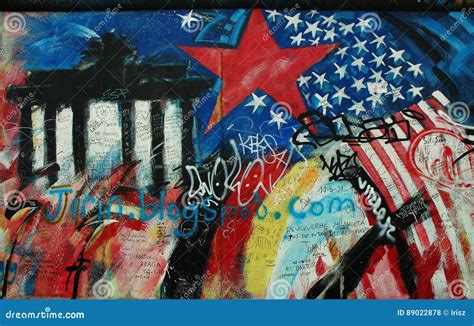 Graffiti with Brandenburg Gate at the Berlin Wall Editorial Stock Photo ...