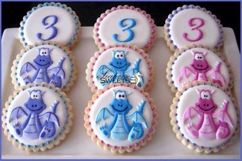 Dragon Cookies, Cute (quantity: 12) | Dragon cookies, Cookie birthday ...