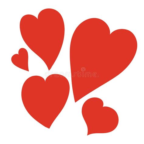 Set of Five Red Hearts, Clipart Isolated Vector Heart Love Symbol Stock ...