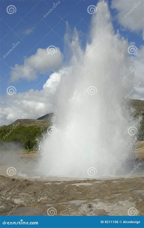 Geyser in Iceland stock photo. Image of clouds, spout - 8211106