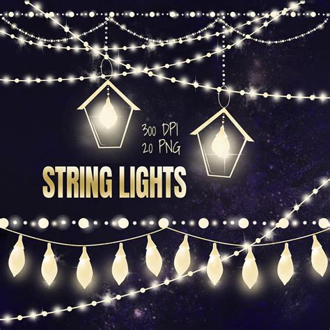 String Lights Clipart, Fairy Lights Clip Art, Party Lights Clipart ...