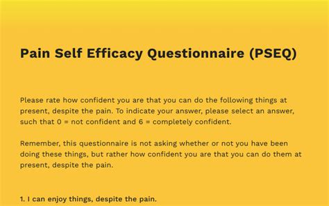 Pain Self Efficacy Questionnaire template for Google Forms