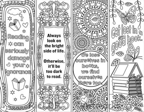 Set of 4 Coloring Bookmarks With Quotes Plus the Colored | Etsy