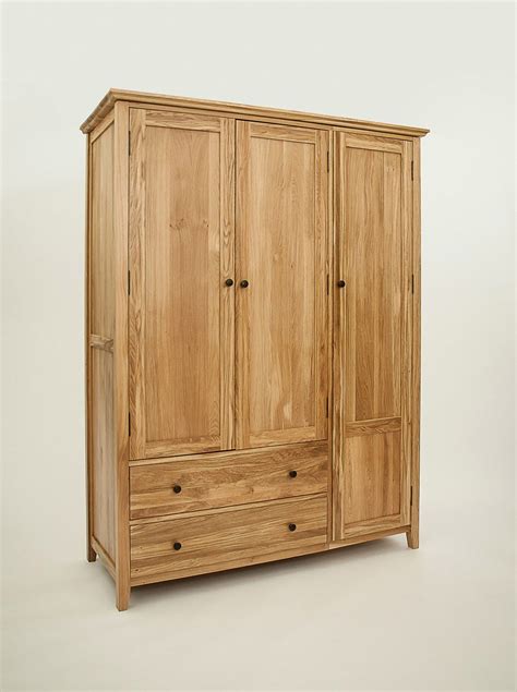 Hereford Rustic Oak Triple Gents Wardrobe with 2 Drawers | Oak wardrobe, Wood wardrobe, Oak