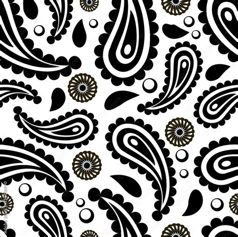 Paisley black and white pattern vector Stock Vector | Adobe Stock