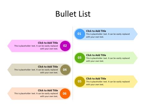 PPT Slide-Bullet List - 6 Bullets - Multicolor