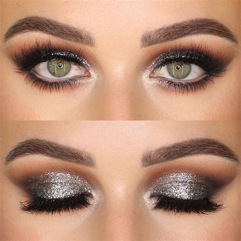 #NewYearsEveEyeshadow look using the #Morphe Hit the Lights Palette and some silver glitter ...