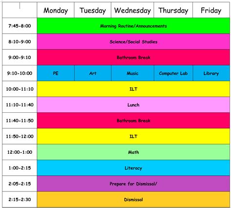 Class Schedule - Ms. Singletary's 2nd Grade Class