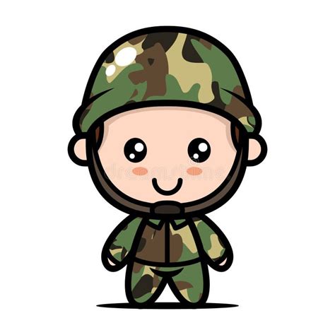 Cute Soldier Army Mascot Design Illustration Stock Vector - Illustration of isolated, icon ...