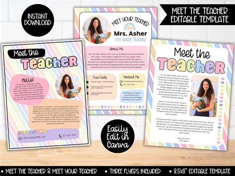 Meet the Teacher Flyer Editable Template, Classroom Open House, Meet ...