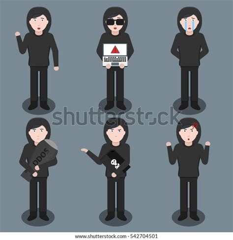 Set Vector Cartoon Hacker Character Various Stock Vector (Royalty Free ...