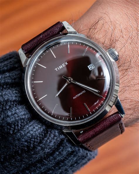 Timex Marlin Automatic Burgundy Dial Online Exclusive Watch | aBlogtoWatch