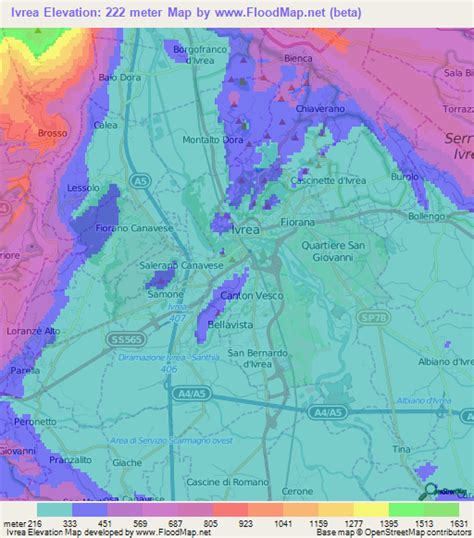 Elevation of Ivrea,Italy Elevation Map, Topography, Contour