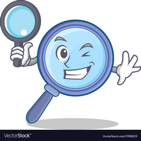 Detective magnifying glass character cartoon Vector Image