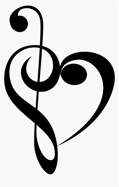 Musical Heart Big Image - Treble Clef Bass Clef Heart, HD Png Download , Transparent Png Image ...