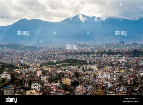 View of Kathmandu Valley with mountains in the background Stock Photo ...