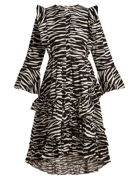 Faulkner zebra-print cotton midi dress | Ganni | MATCHESFASHION.COM US Zebra Dress, Classic ...