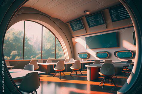 Futuristic school interior, ai illustration Stock Illustration | Adobe Stock