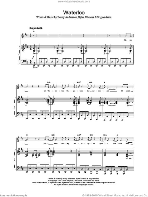 ABBA - Waterloo sheet music for voice, piano or guitar v2