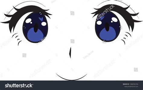 Cute Anime Girl Face Anime Blue Stock Vector (Royalty Free) 1388356769 ...