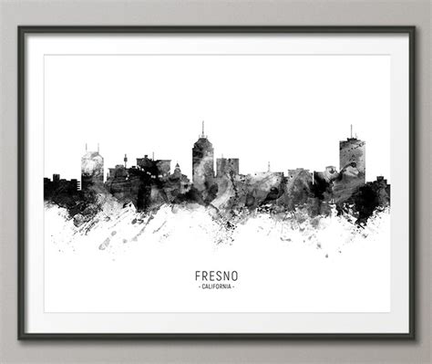 Fresno Skyline Fresno California Cityscape Art Print Poster - Etsy