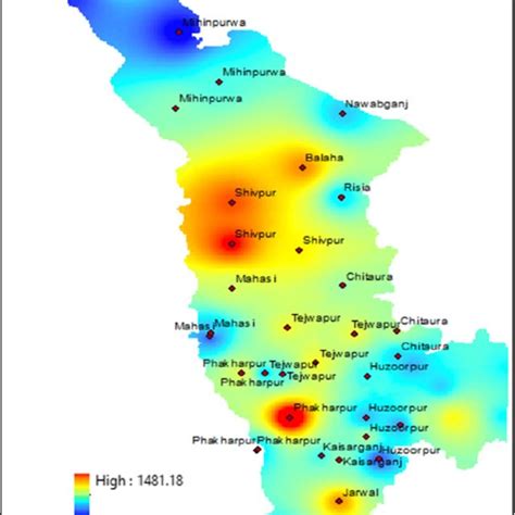 Location map of Bahraich district showing block boundary and sampling grids | Download ...