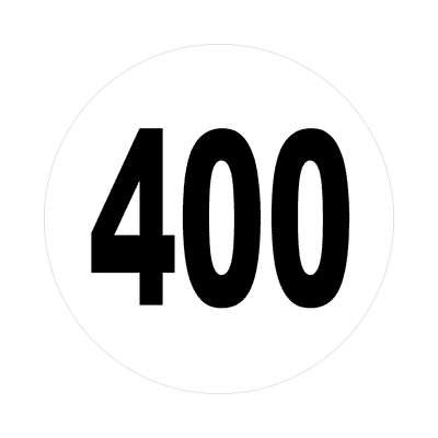 Number 400 White Black Stickers, Magnet | Wacky Print