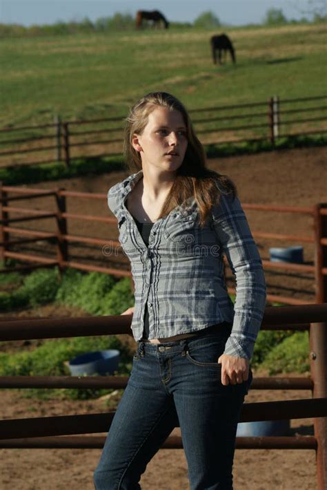 Farm Girl Stock Image Image Of Fence People Jean Grass | Hot Sex Picture