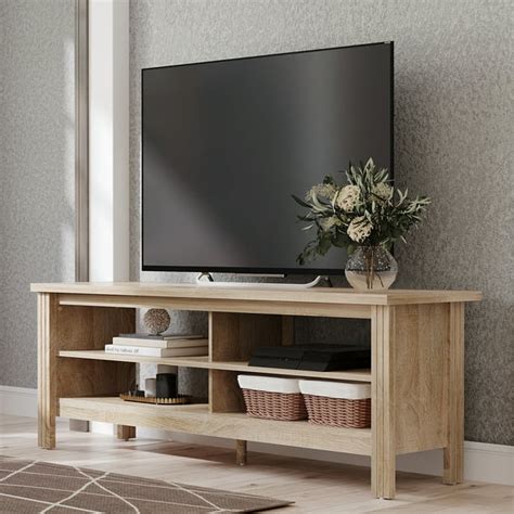 Farmhouse TV Stand for 65" Flat Screen Wood Entertainment Center,White Oak,59 Inch - Walmart.com ...