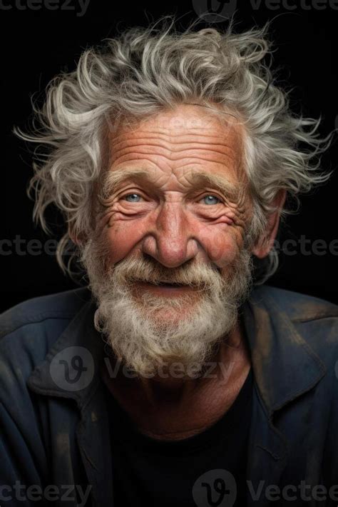 AI generated Portrait of a funny old man with a beard on a black background 37959521 Stock Photo ...