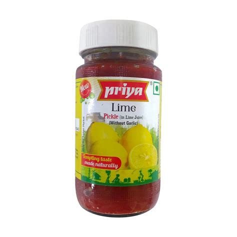 Shop Priya Lime Pickle Without Garlic 300g Online | South Asian Central USA