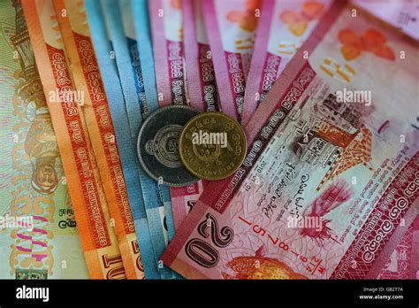 Sri Lanka Rupee foreign Asian currency with notes and coins Stock Photo - Alamy