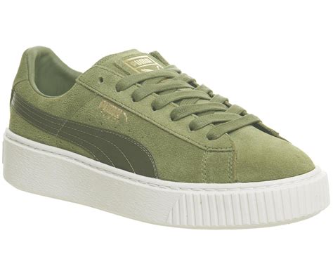 PUMA Suede Platform Trainers in Olive (Green) - Lyst