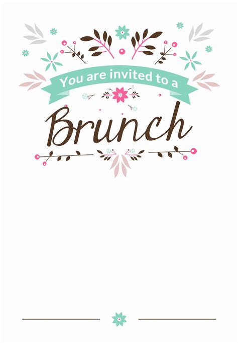 Lunch Invitation Template Free Unique Flat Floral Free Printa… | Free birthday invitation ...