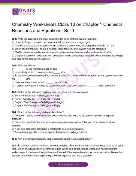 Worksheet 1 Writing And Balancing Formula Equations Answers - Tessshebaylo