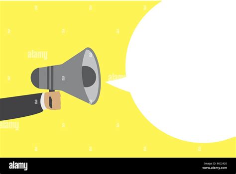 Flat design illustration of human hand holding megaphone with bubble ...