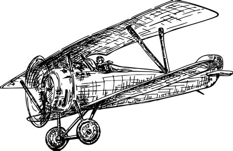 Biplane flying. Vintage hand drawn biplane. Vector airplane ...