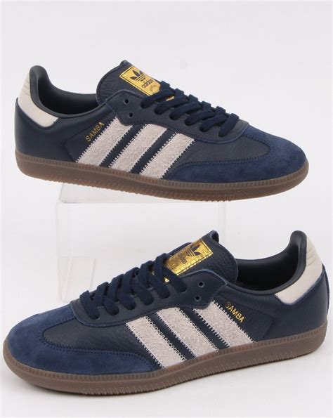 Adidas Samba Og Ft Trainers Navy/Grey - Adidas At 80s Casual Classics