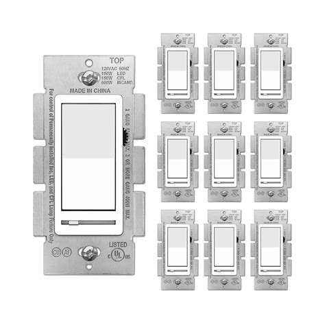 LED Dimmer Switch, 3-Way, Single Pole, 150W White, 10 Pack