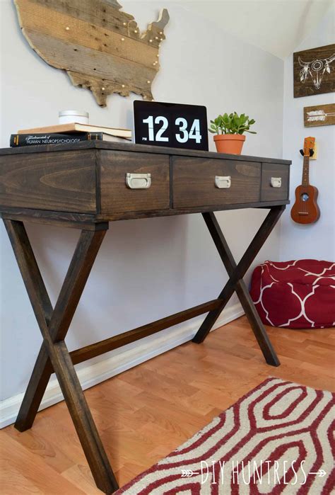 DIY X-Leg Desk With Drawers - DIY Huntress