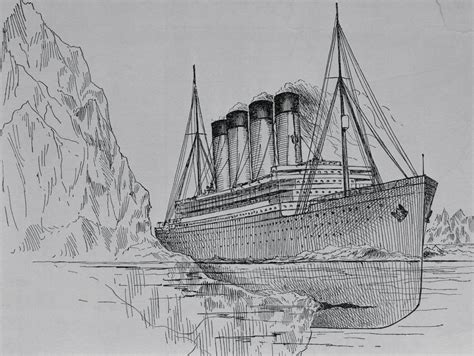 Drawing of the Titanic Hitting an Iceberg posters & prints by Corbis