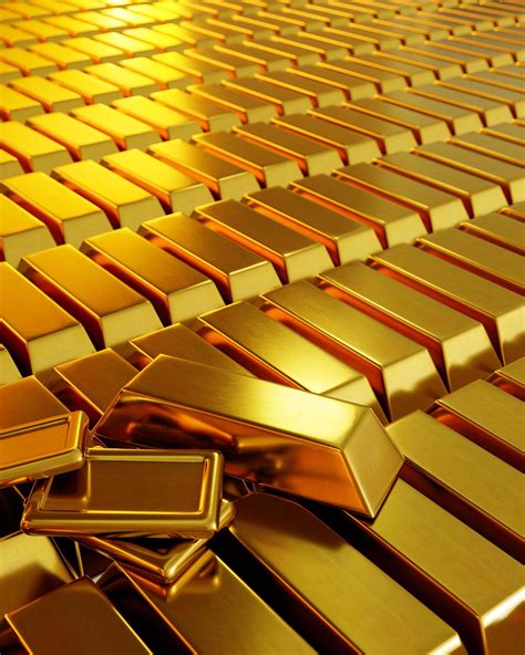 Lots of gold bars are arranged and arranged in a row. Conveys business lines and gold or stock ...