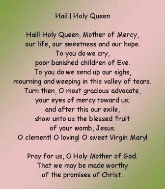 The Hail Holy Queen Prayer, a popular Rosary Prayer