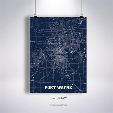 Fort Wayne Map Print Fort Wayne City Map Indiana IN USA Map | Etsy