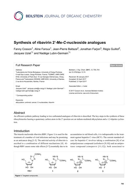 (PDF) Synthesis of ribavirin 2’-Me- C -nucleoside analogues