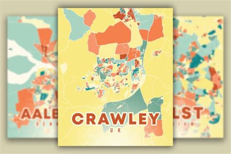 Crawley UK Colorful Poster Map Graphic by Poster Boutique · Creative ...