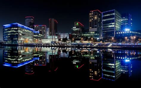 Download wallpapers Manchester, night, cityscape, skyscrapers ...