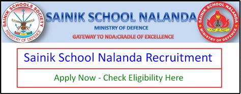 Sainik School Nalanda Recruitment 2022: Apply Now, Check Eligibility Here - KVSRO